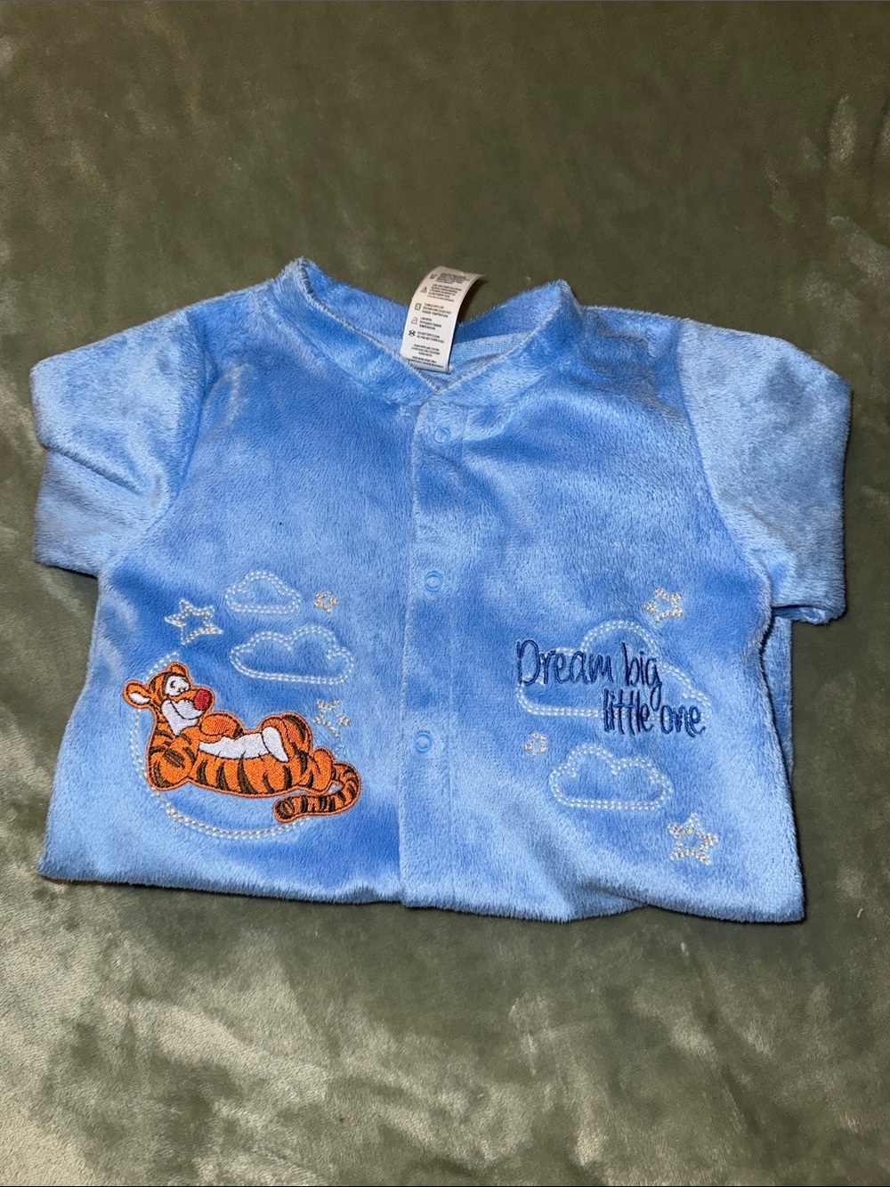 18-24m Disney Tigger Winnie the Pooh Blue Plush Baby One-Piece Footed PJs GUC